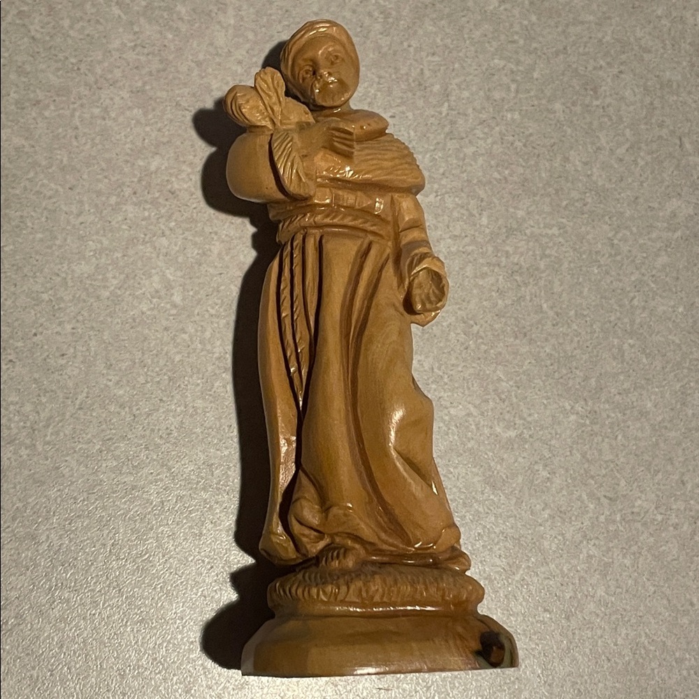 ST. FRANCIS STATUE Olive Wood hand carved Saint Francis of Assisi doves